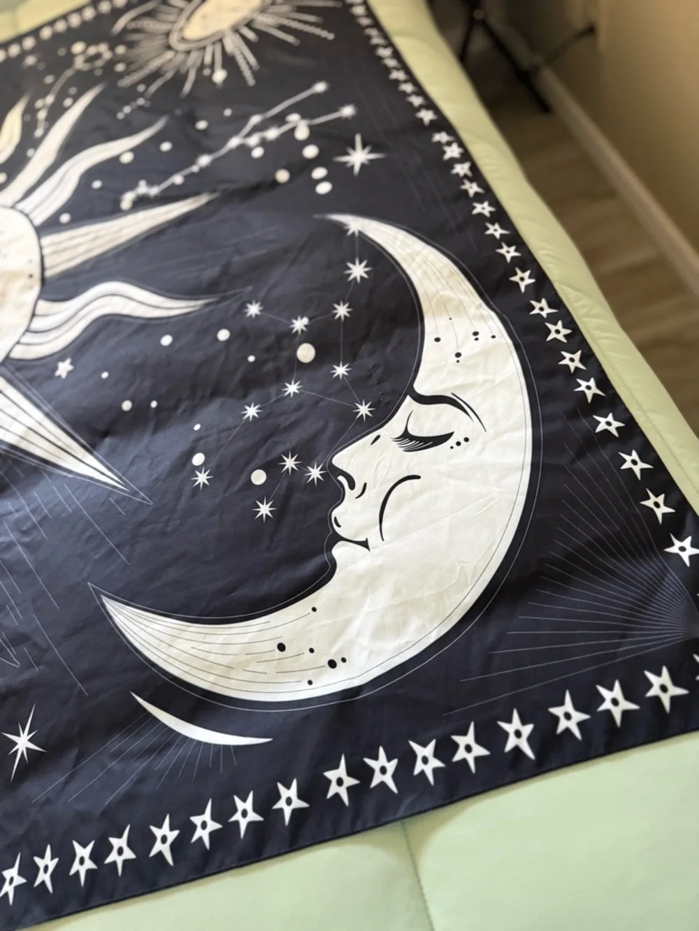 Celestial Sun and Moon Tapestry Throw in Black and White